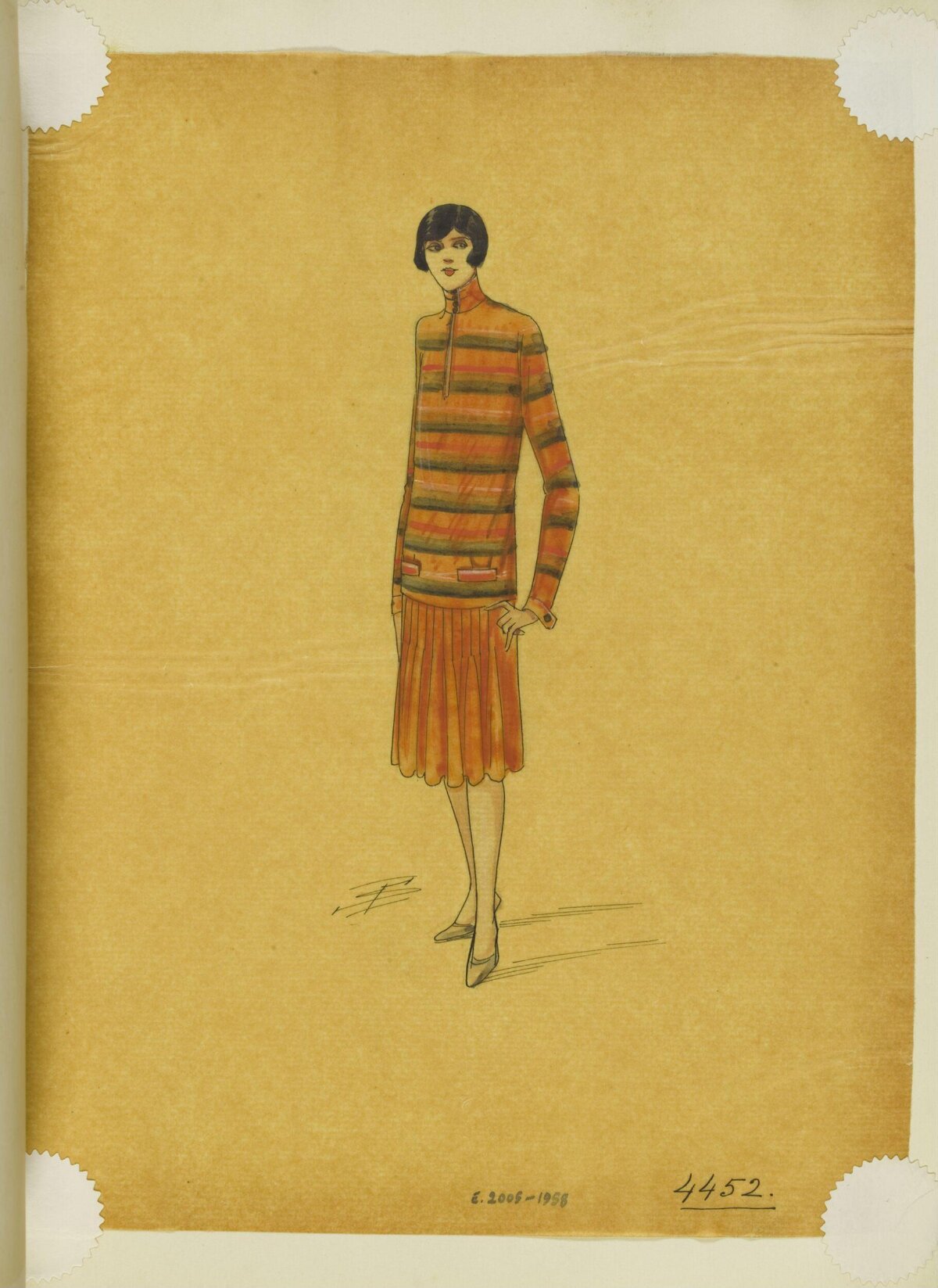 1920s Striped Dress Fashion Sketch