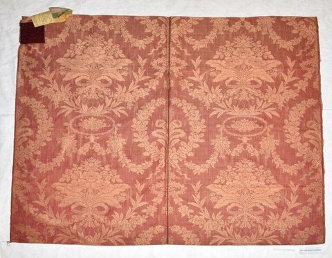 Vintage Red Damask Fabric Sample