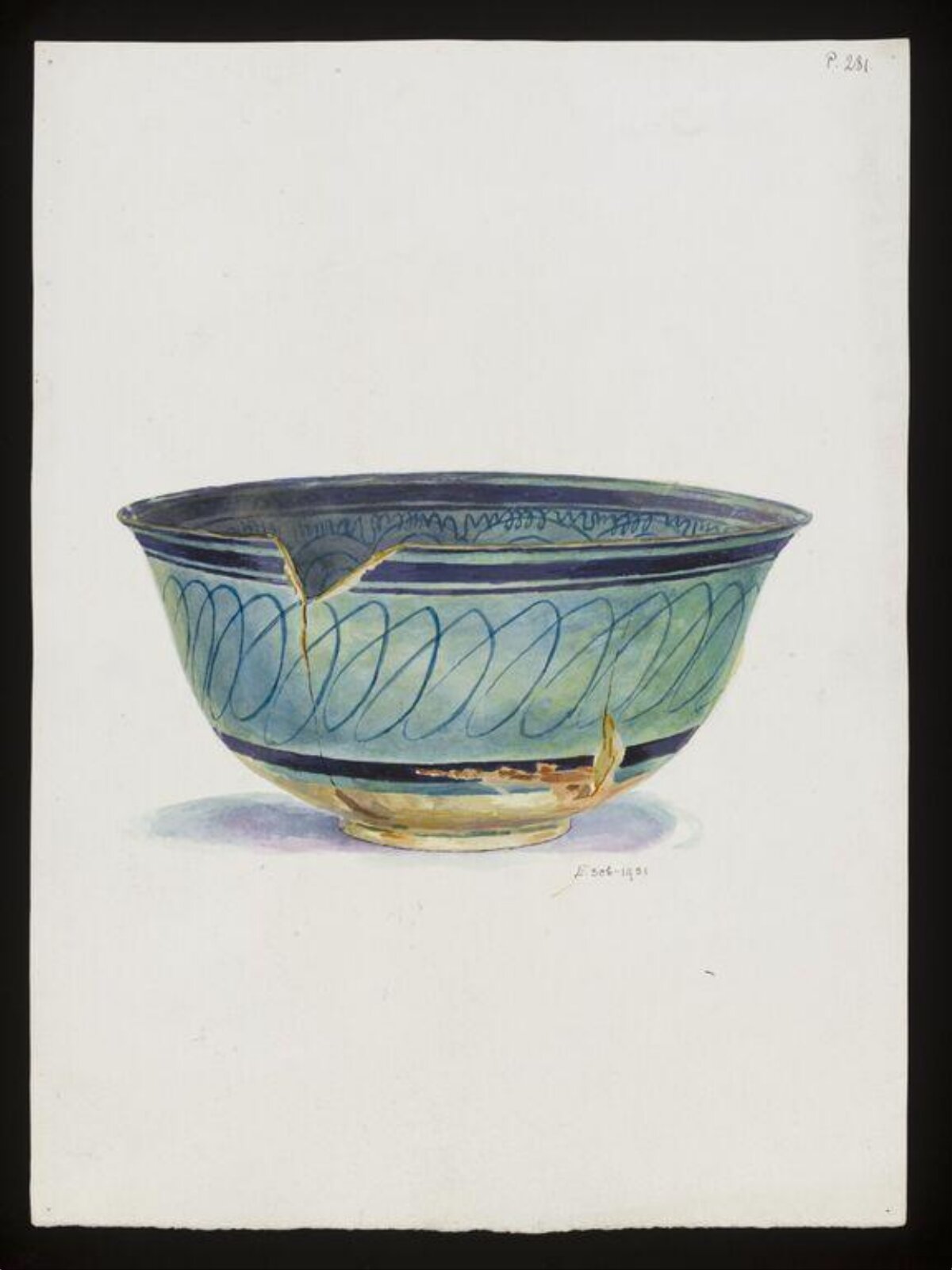 Watercolor Study of Repaired Ceramic Bowl