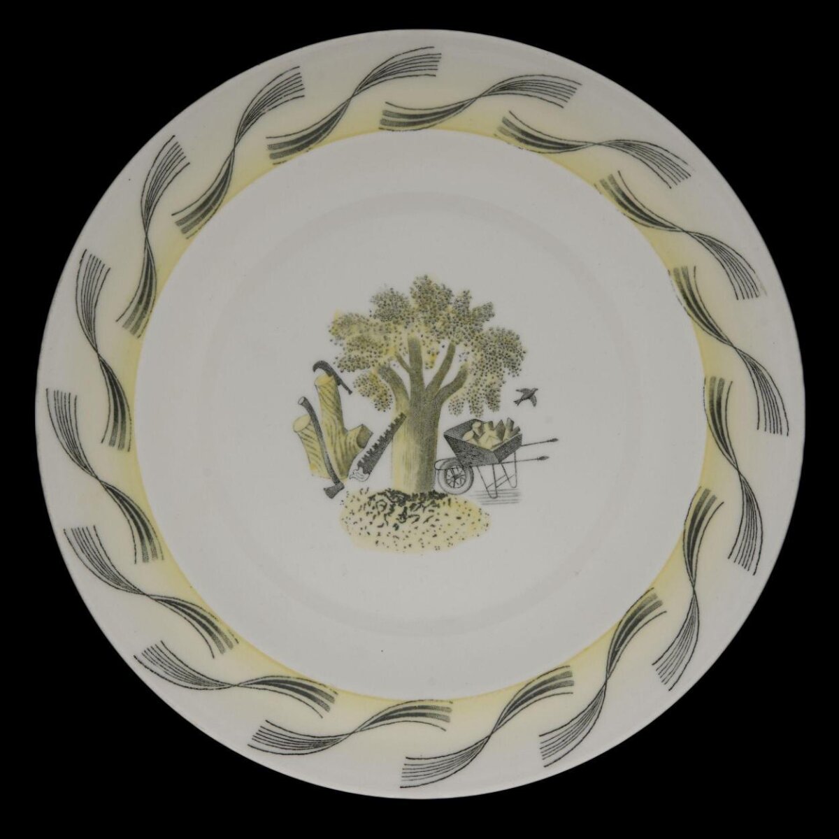 Logging Scene Decorative Ceramic Plate