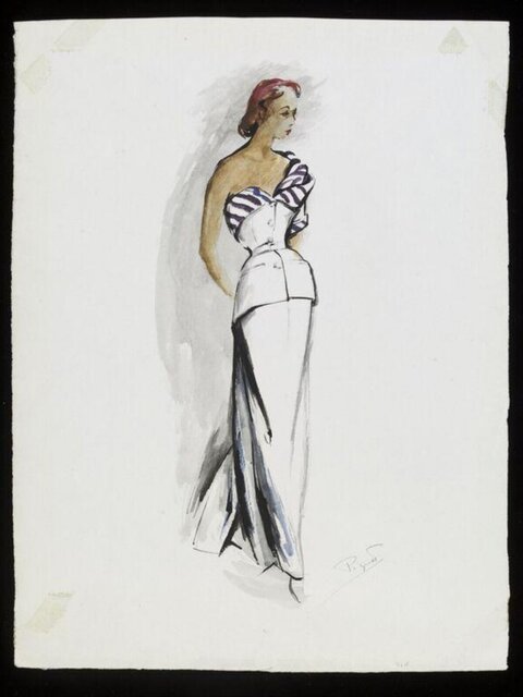 Vintage Women's Gown Fashion Sketch