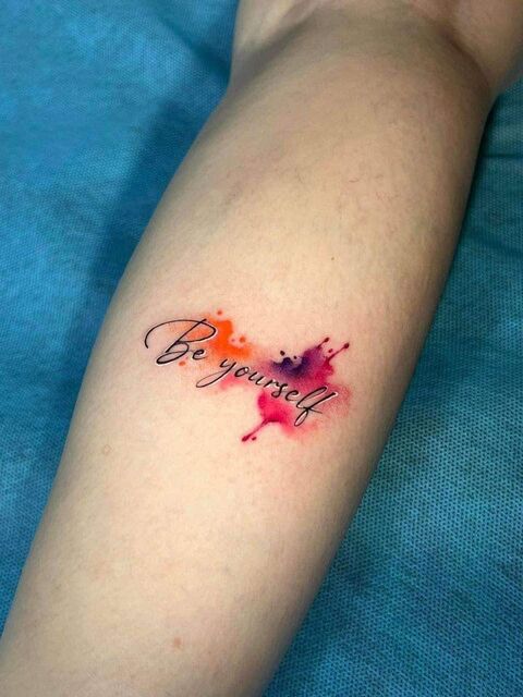 Watercolor 'Be yourself' Tattoo on Arm