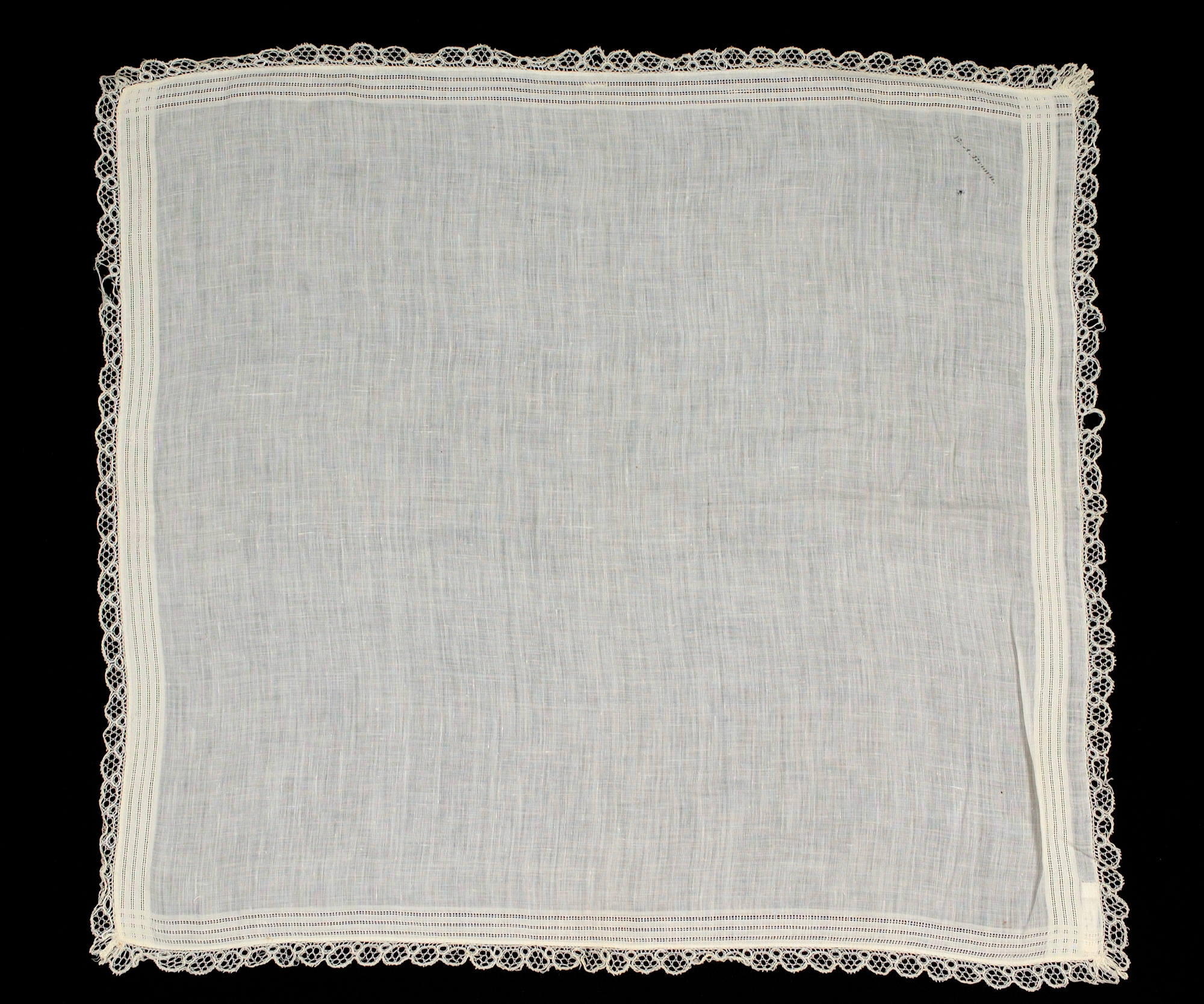 Vintage Lace Trimmed Linen Handkerchief