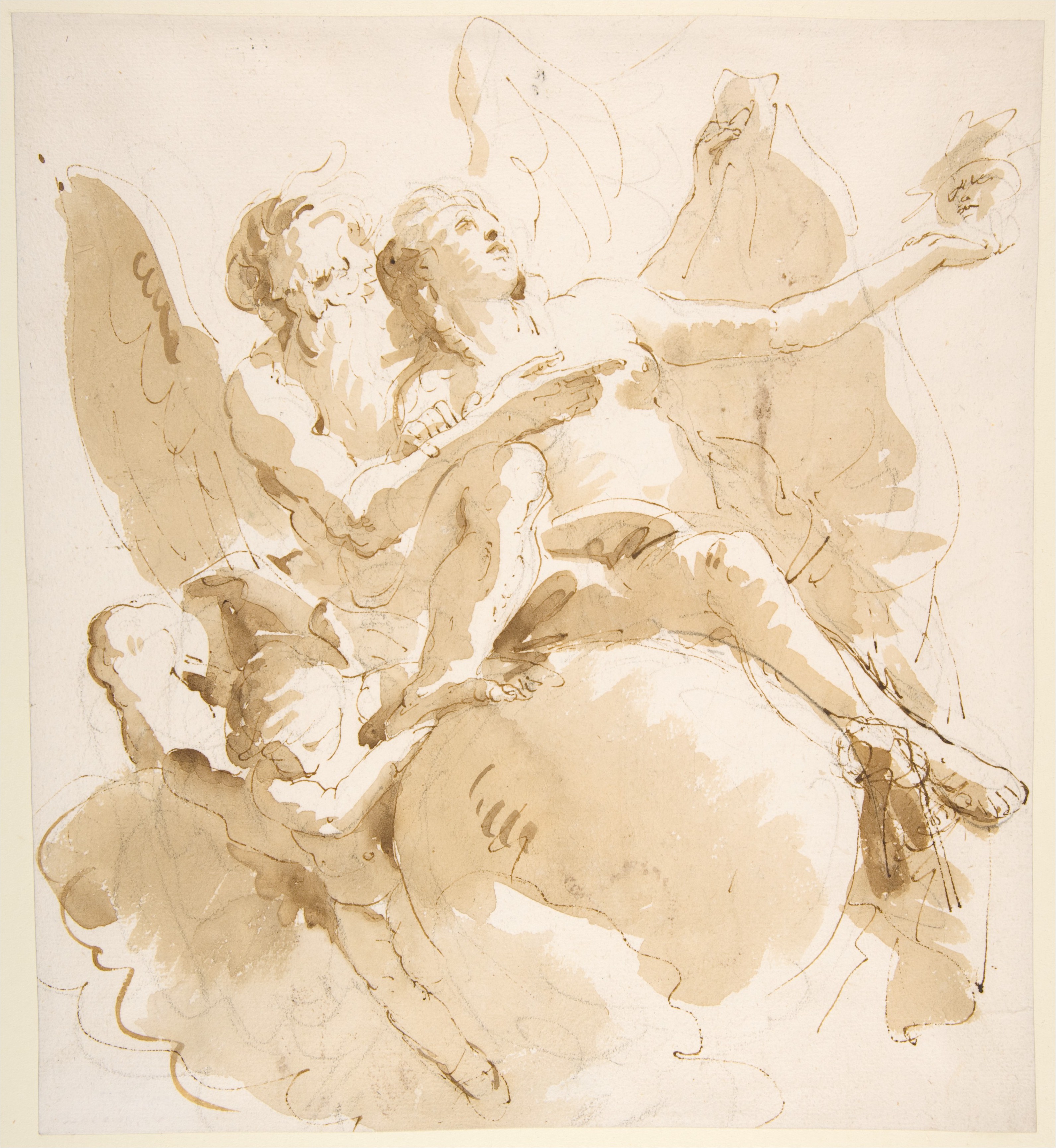 Ink Sketch of Winged Mythological Figures