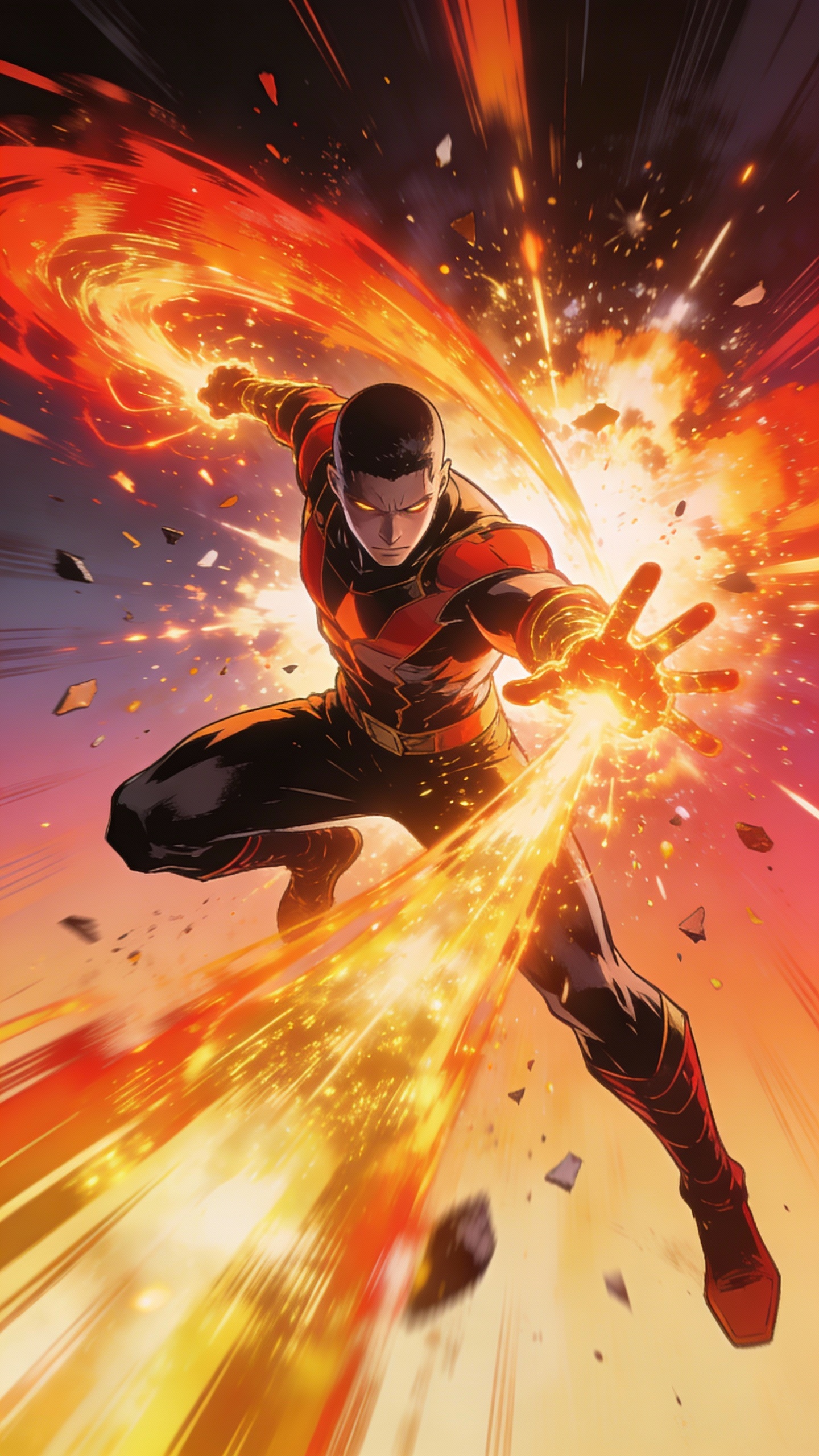 Superhero Wielding Fiery Energy