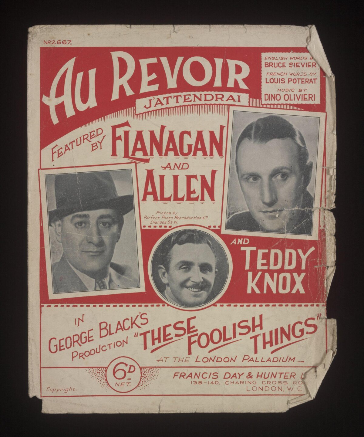 Vintage Au Revoir Sheet Music Cover