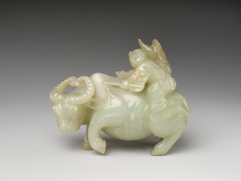Jade Boy Riding Buffalo Carving