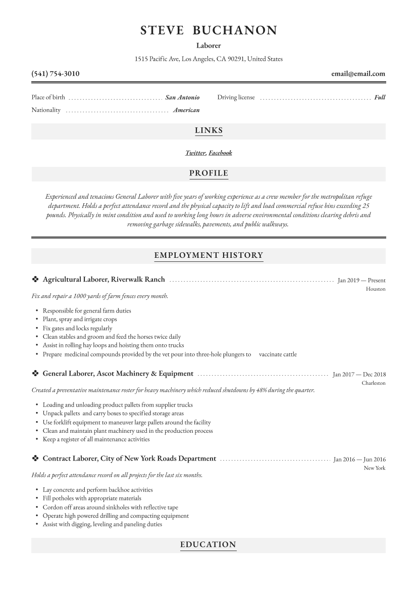 General Laborer Resume Sample & Writing Guide_4