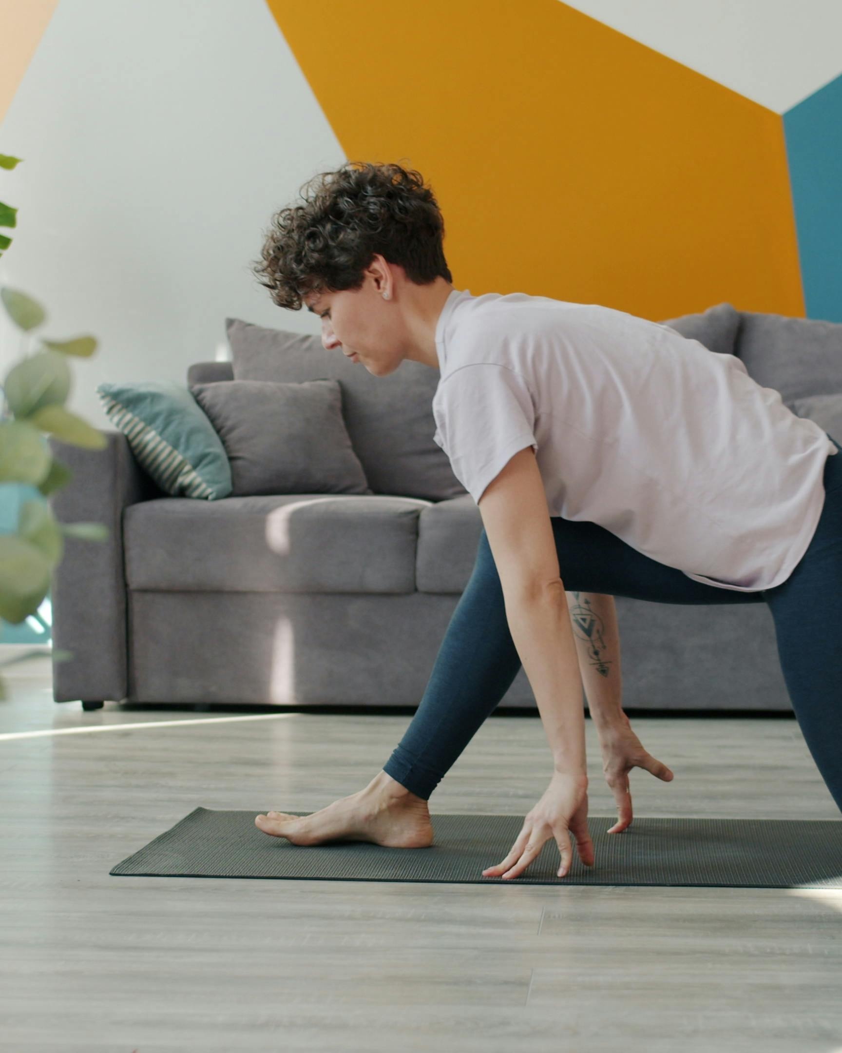 Woman Doing Yoga at Home