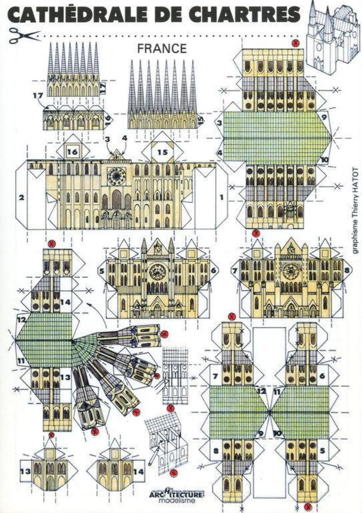 Chartres Cathedral Paper Model Template