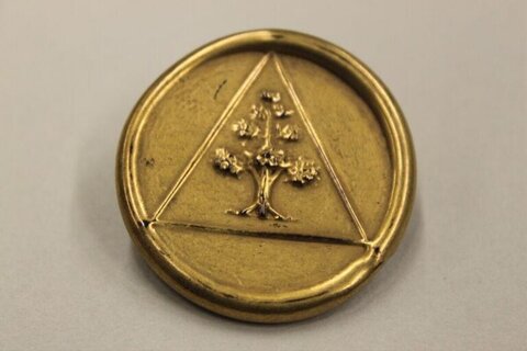 Golden Wax Seal With Tree In Triangle