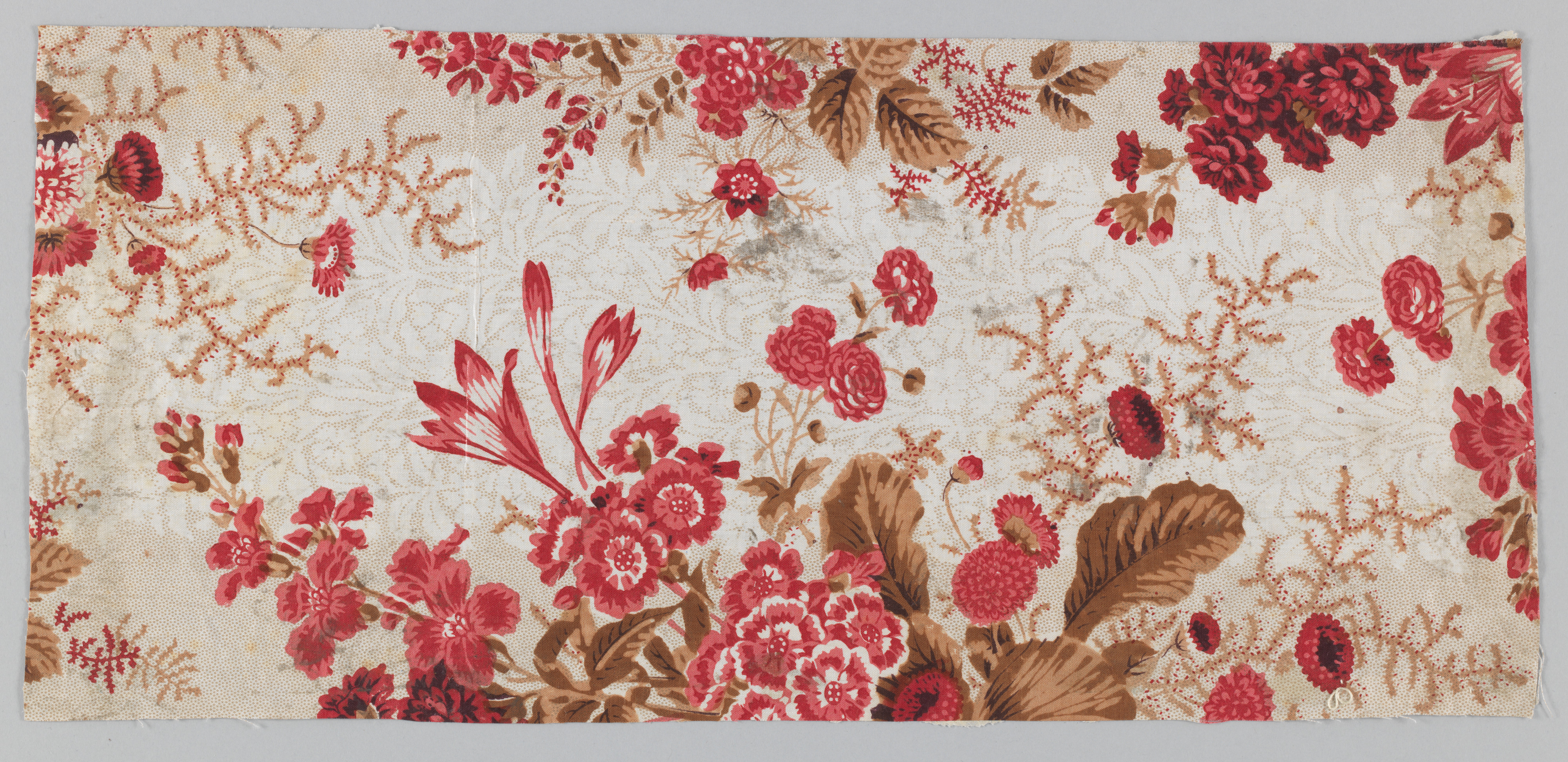 Vintage Red Floral Printed Fabric