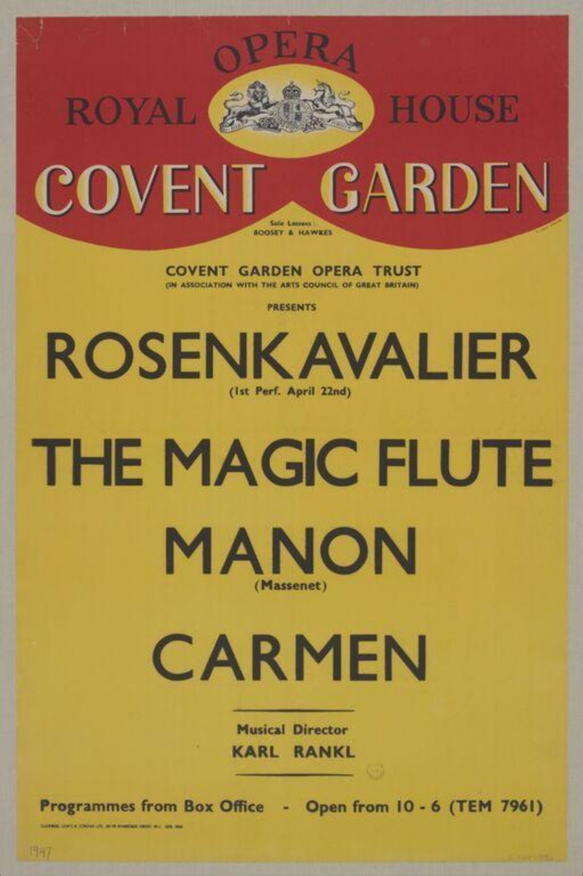 1947 Covent Garden Opera Poster