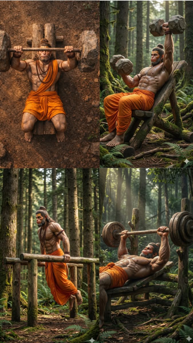Hanuman Doing Forest Gym Workouts