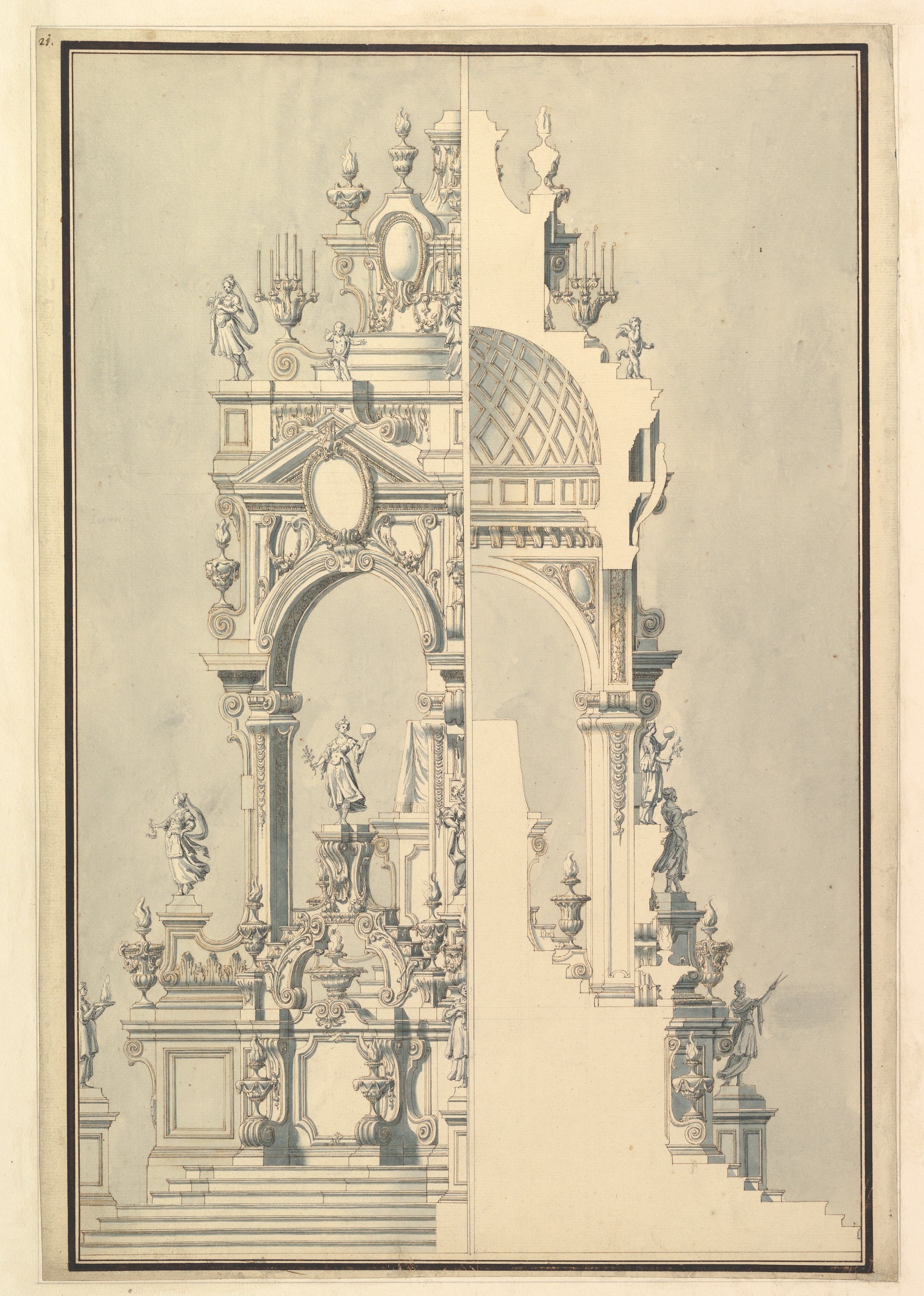 Baroque Altar Architectural Design Drawing