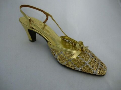 Golden Slingback High Heel Shoe