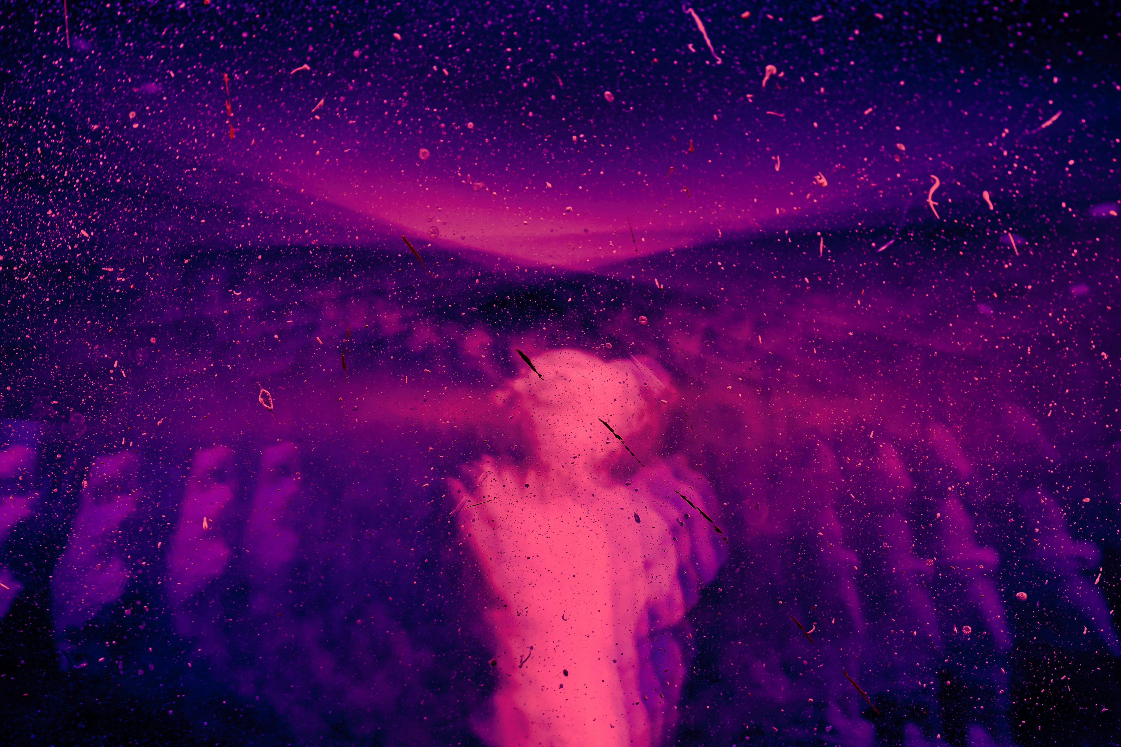 Diffusing Pink Ink in Purple Liquid