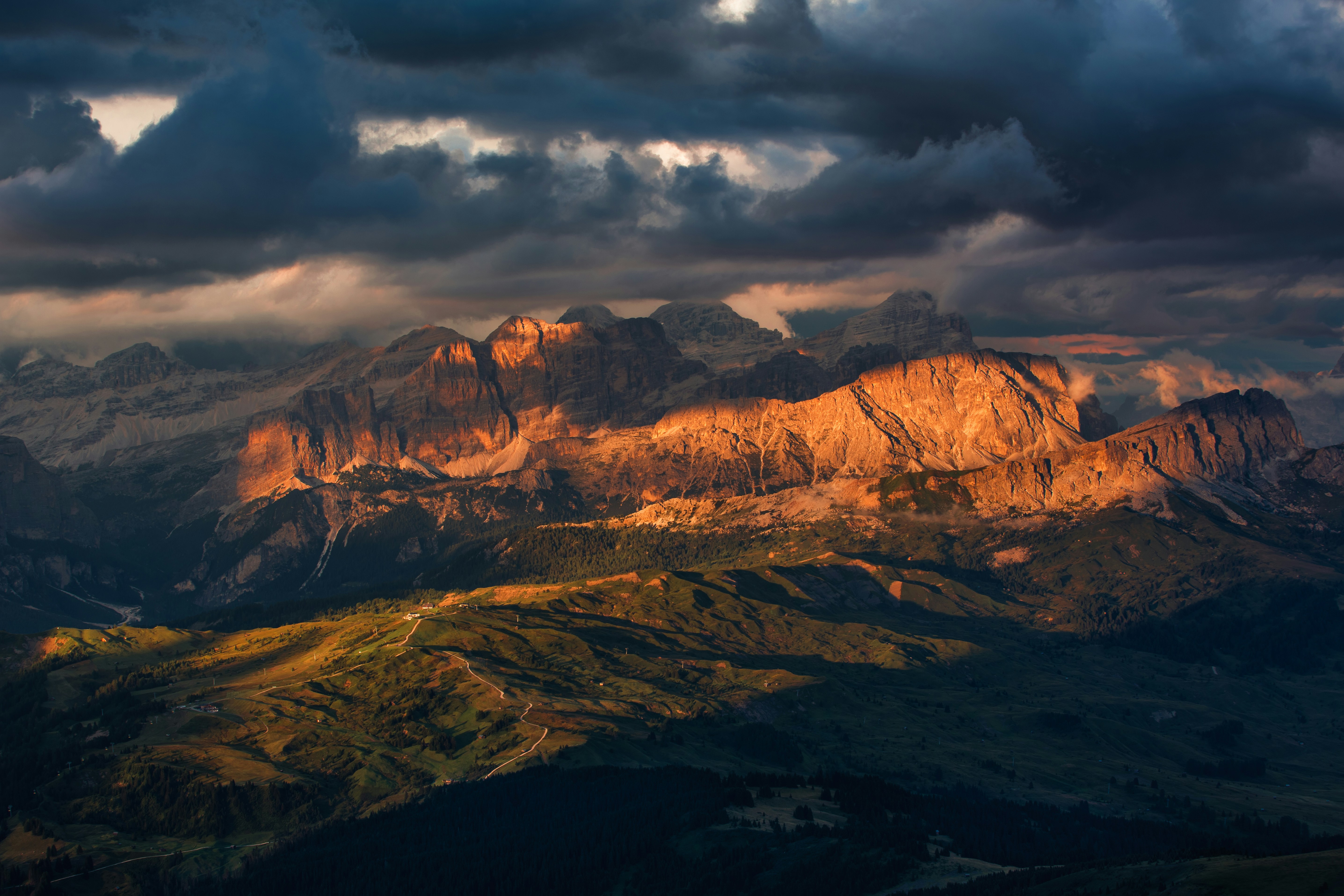 Mountain Range at Golden Sunset