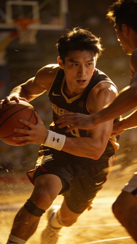 Basketball Player Competing On Court