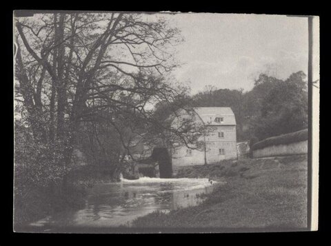 Vintage Riverside Water Mill Landscape