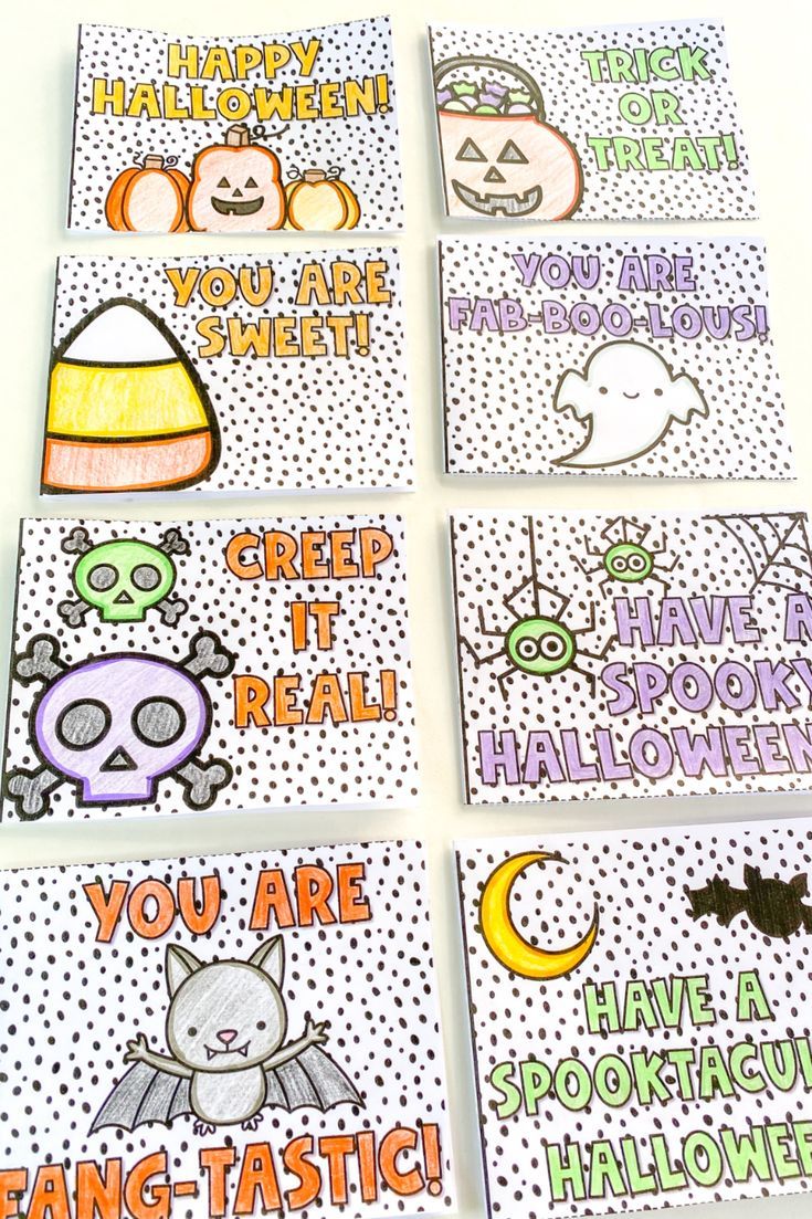 Colored Halloween Pun Greeting Cards