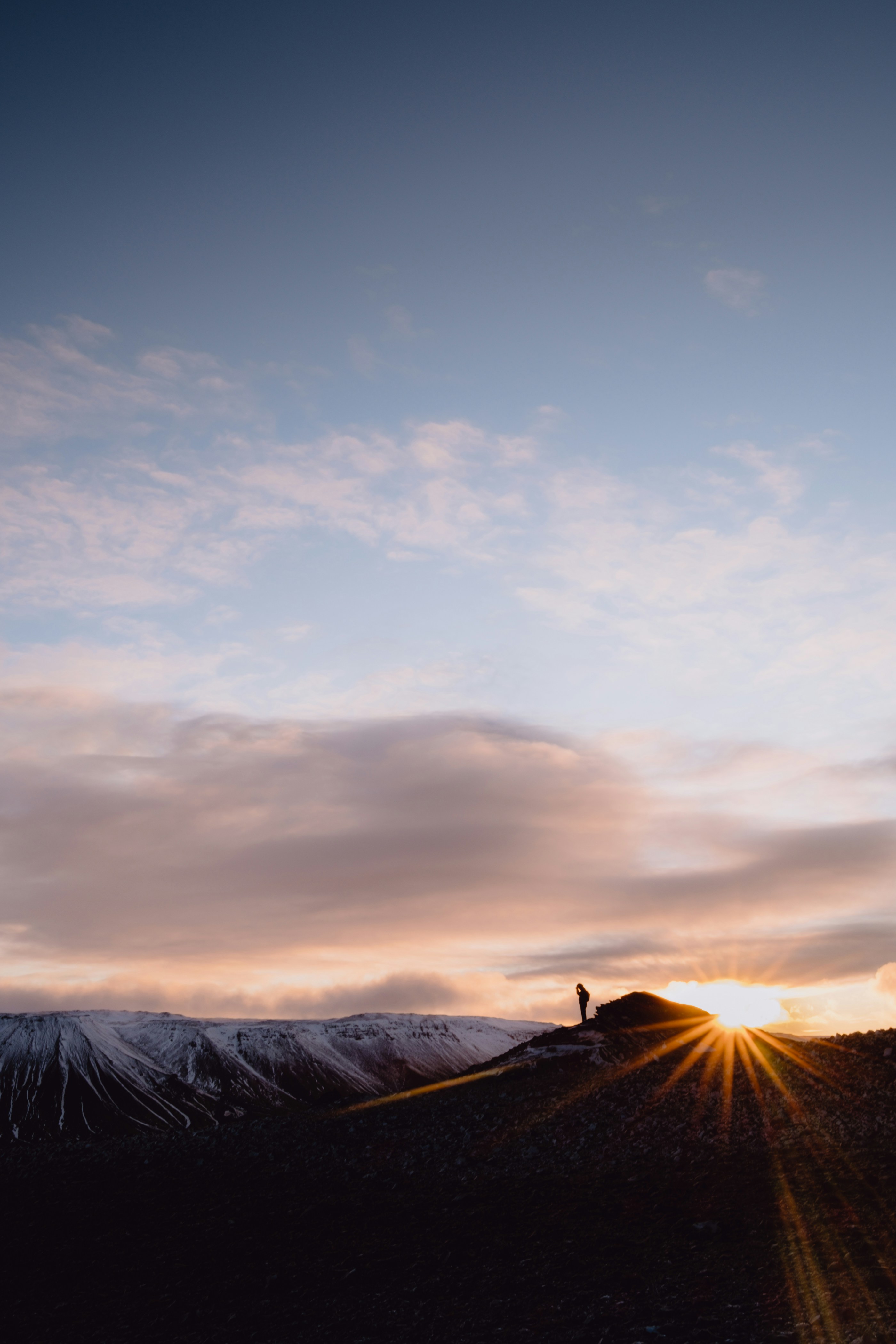 Sunset Over Snowy Mountain Peak