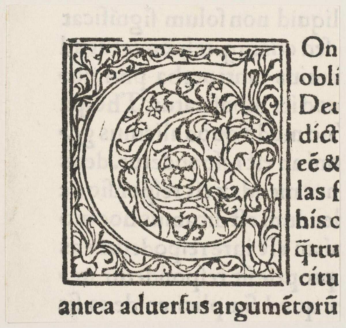 Vintage Woodcut Decorative Initial E