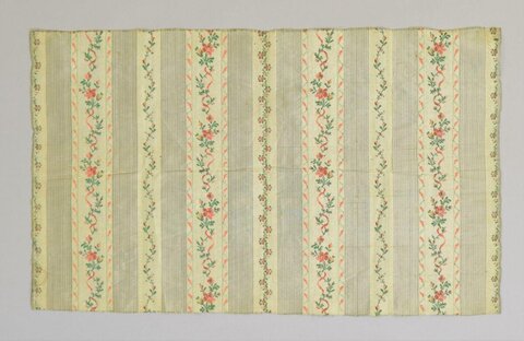 Vintage Floral Striped Fabric Fragment