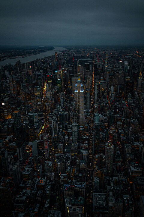 Aerial New York City Night View
