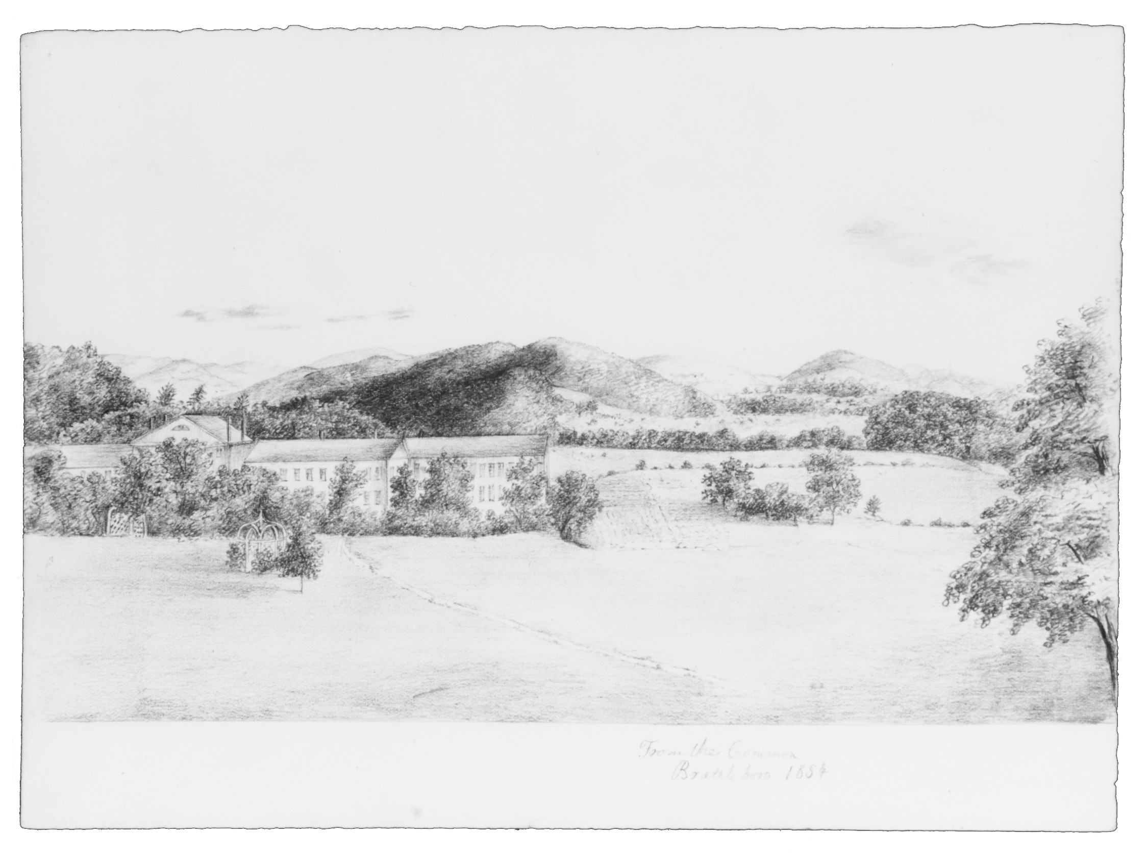 1854 Brattleboro Common Pencil Sketch
