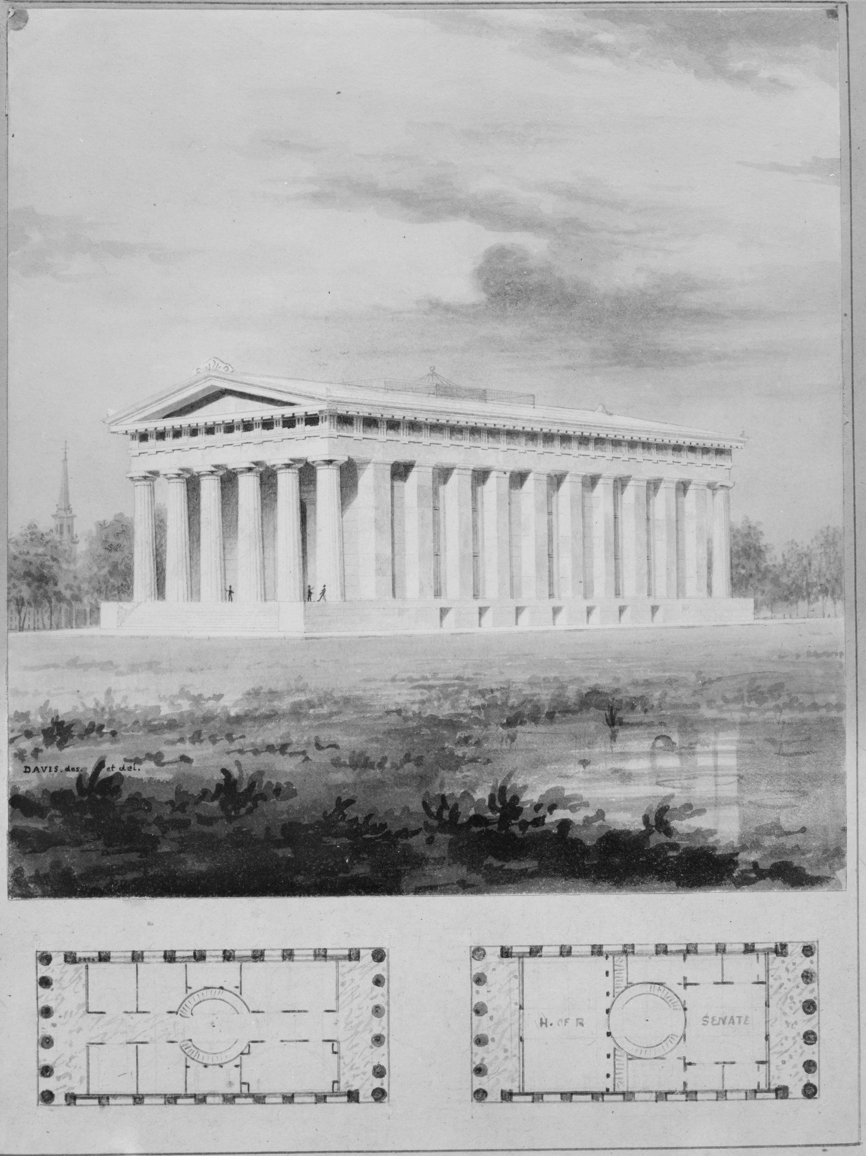 Neoclassical Legislative Building Design Drawing
