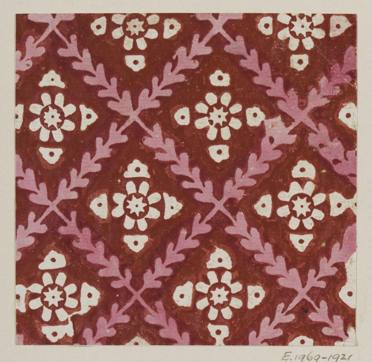 Vintage Red Pink Floral Geometric Pattern