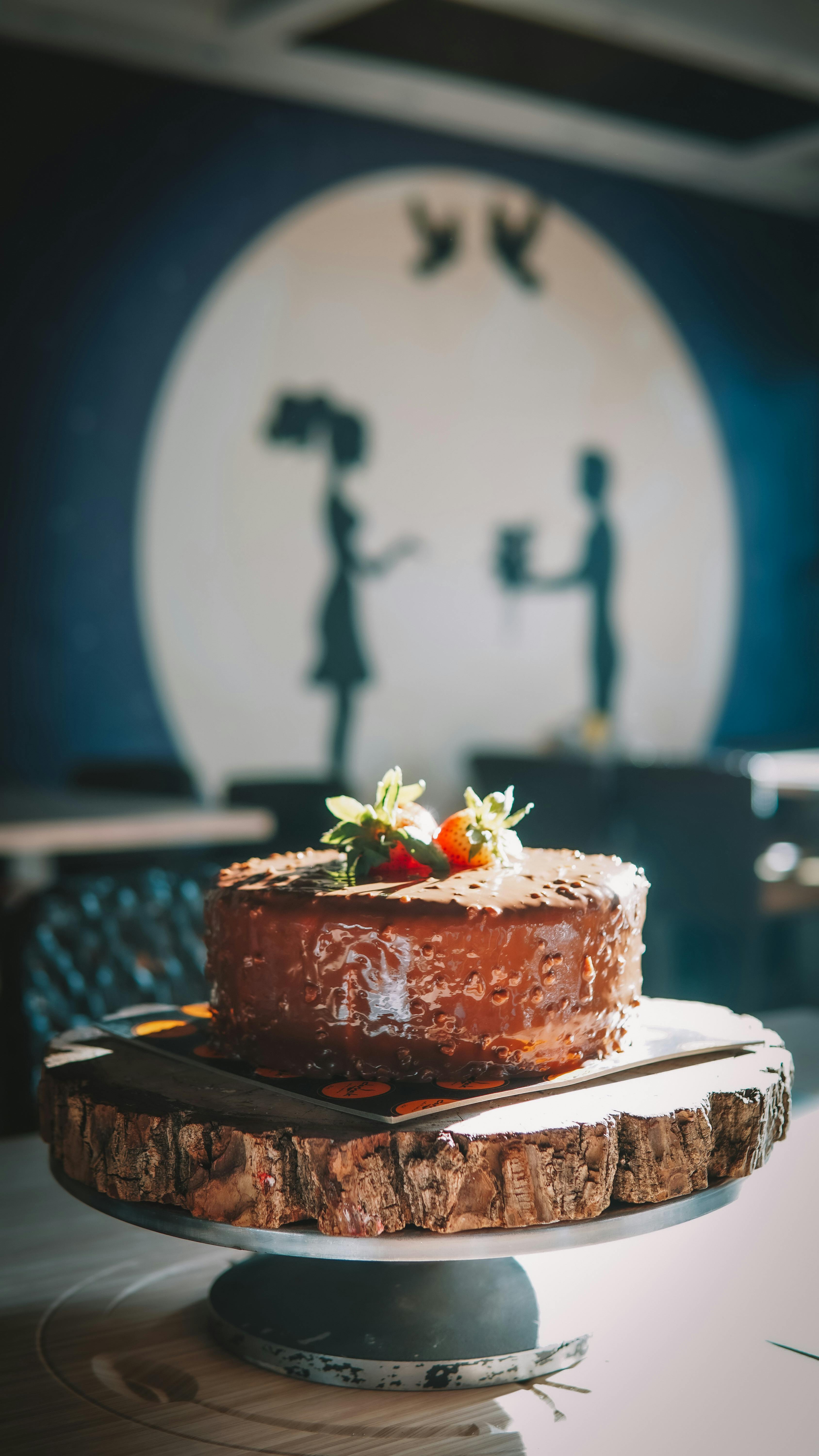 Chocolate Cake Topped With Strawberries