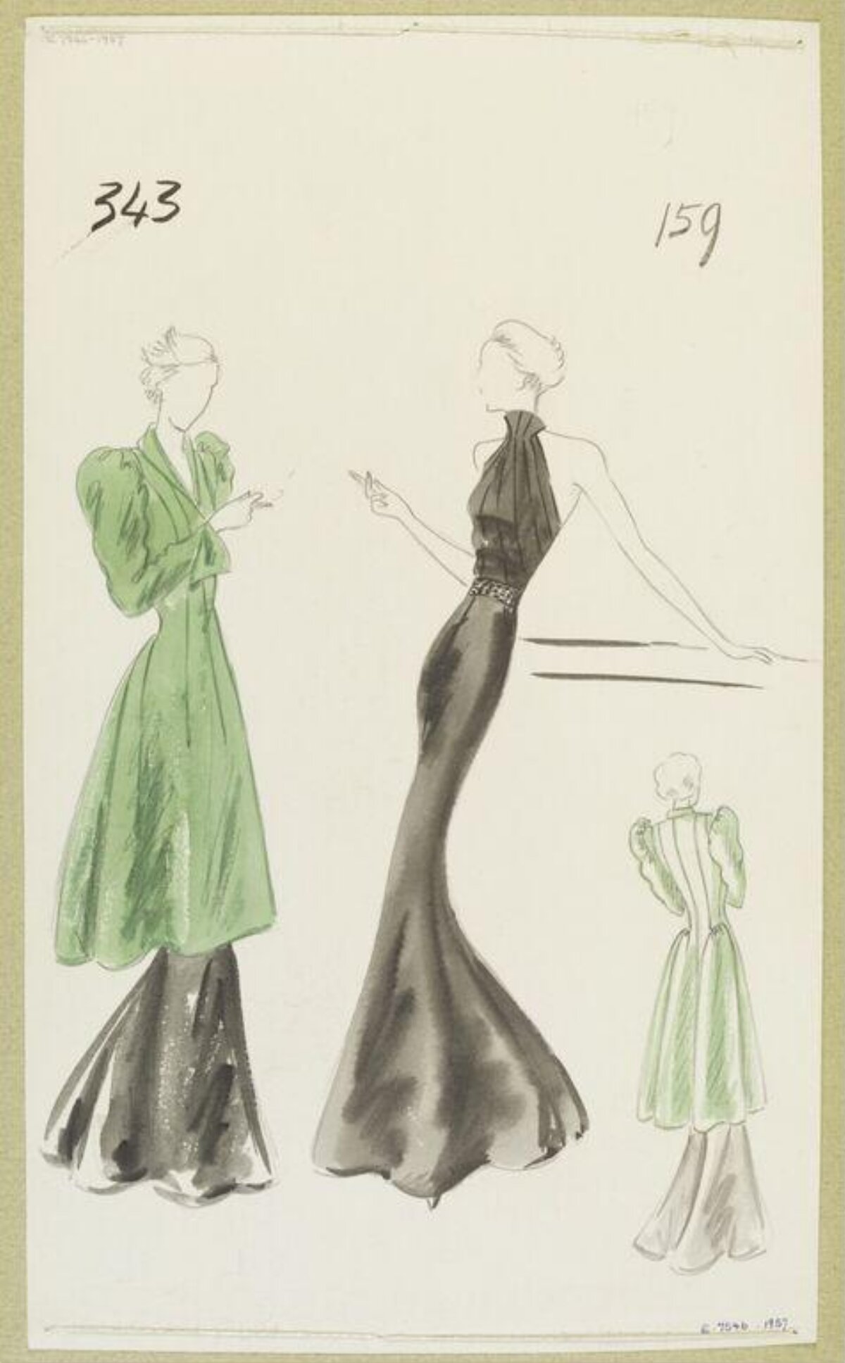Vintage Dress Design Fashion Sketch