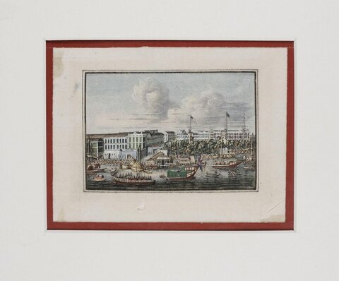 Hand-colored Engraving of Old Canton Waterfront