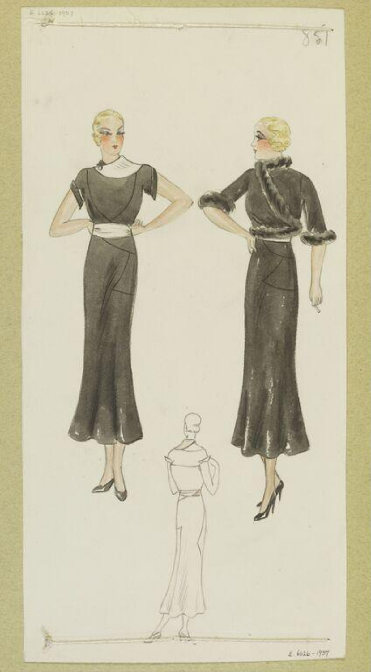 1930s Evening Dress Fashion Sketches