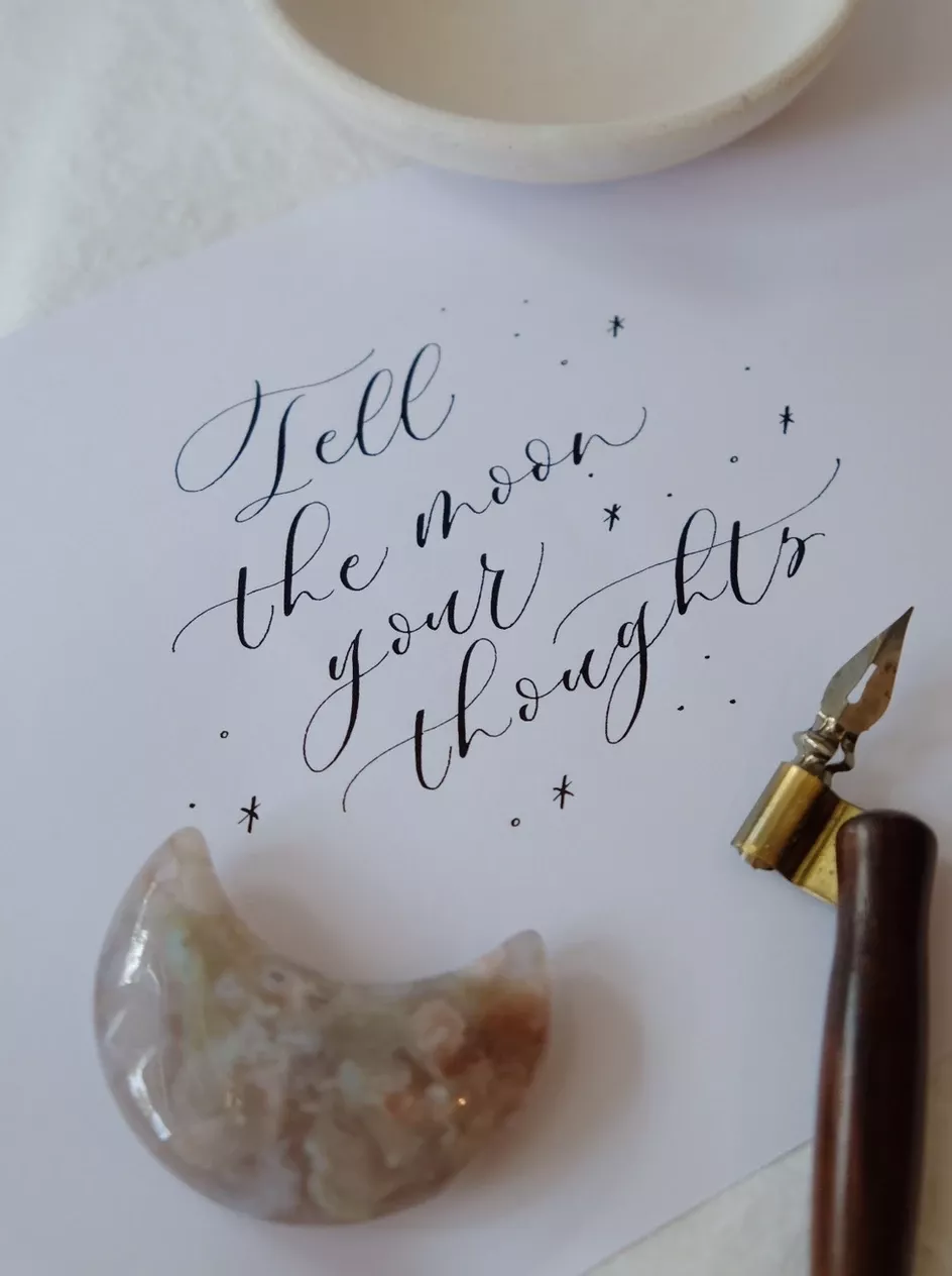 Tell the Moon Your Thoughts Calligraphy