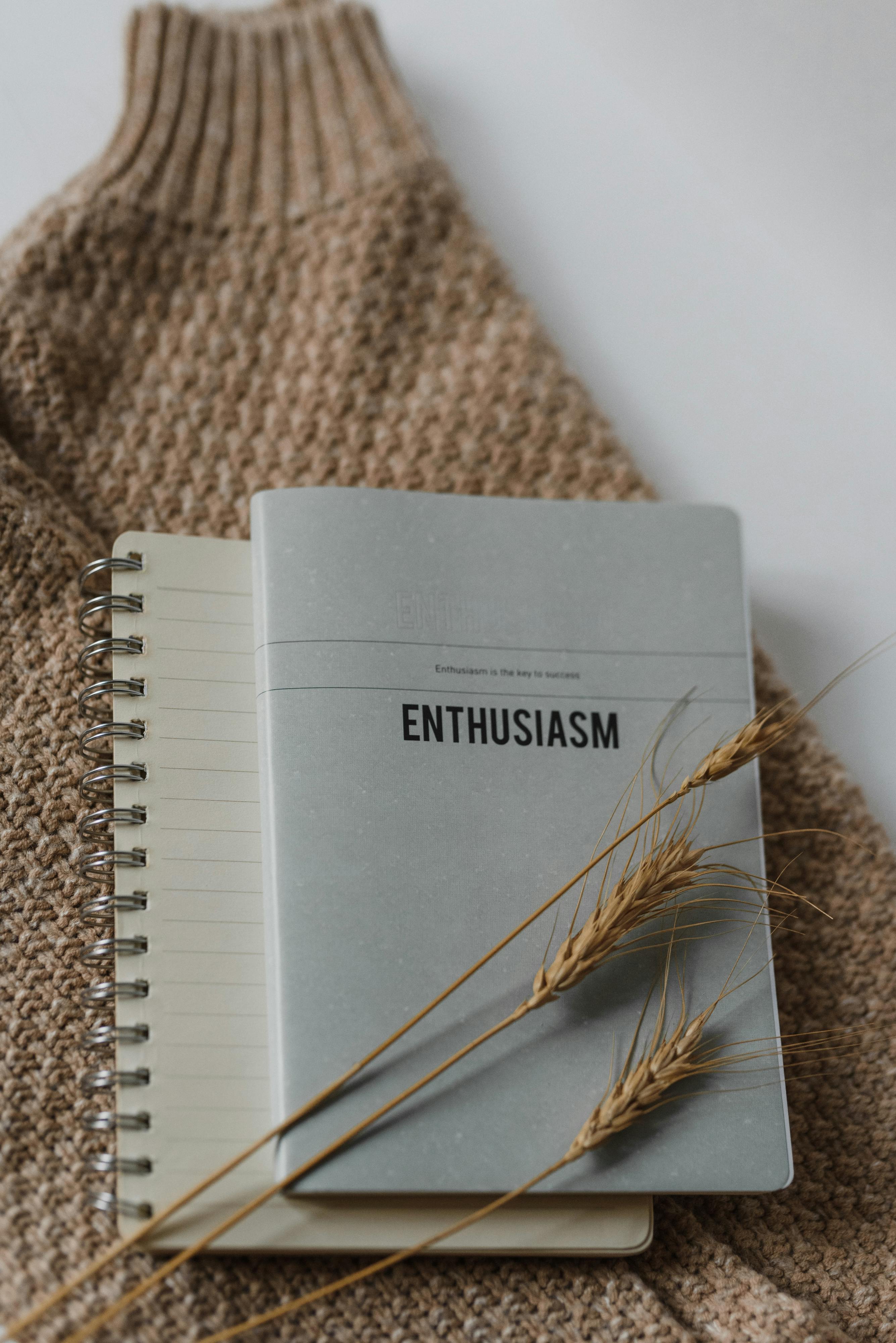 Enthusiasm Notebook With Dried Wheat On Sweater