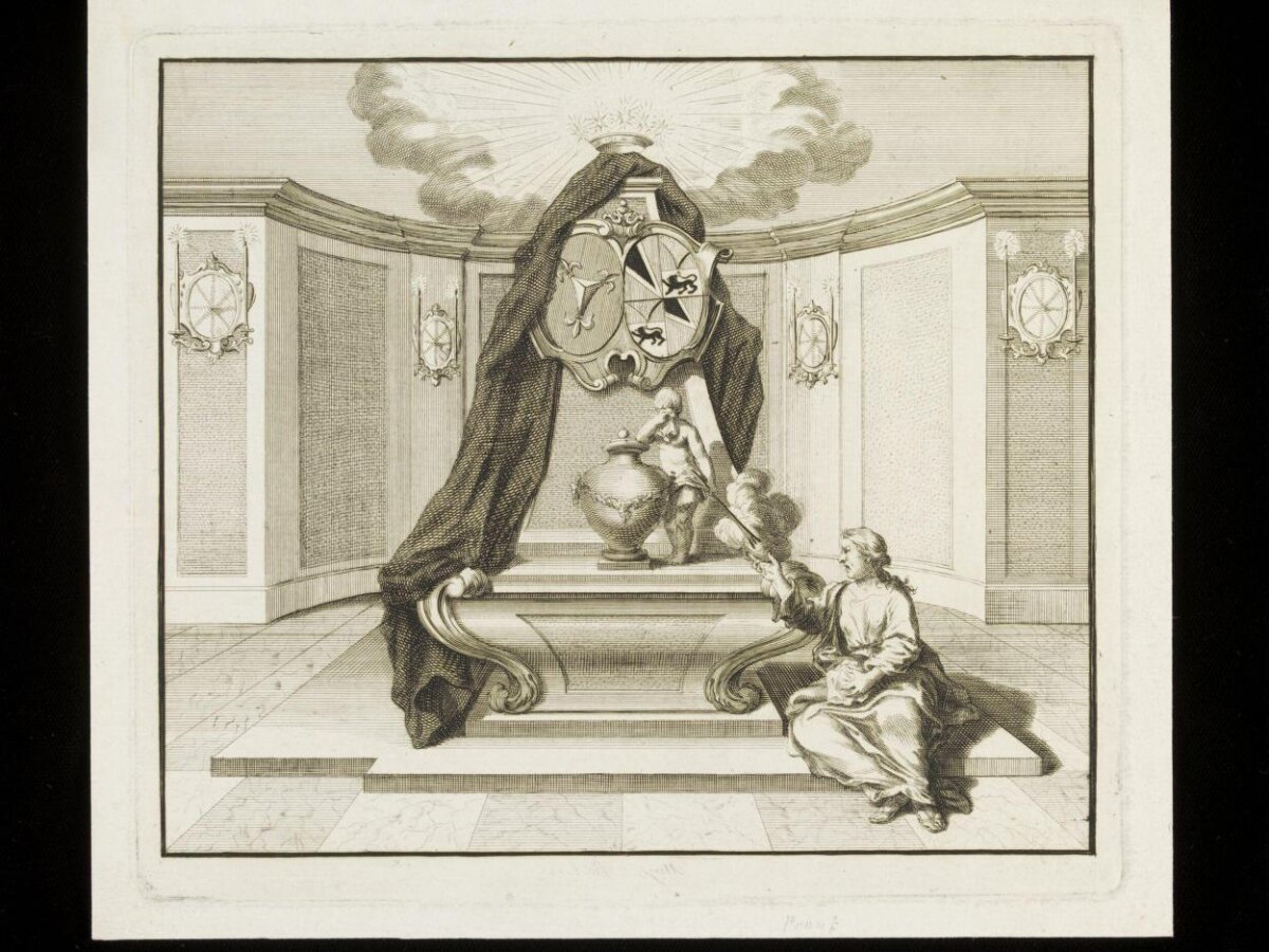 Allegorical Funeral Monument Engraving