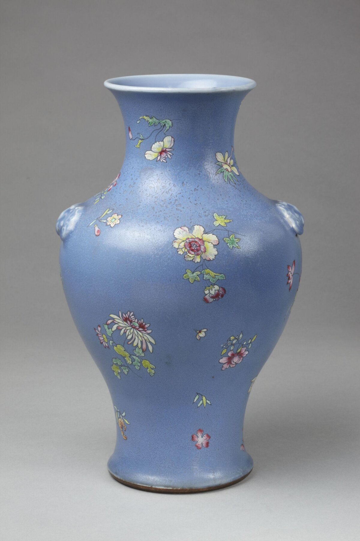 Blue Glaze Floral Porcelain Vase