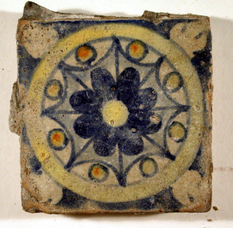 Antique Hand-painted Floral Ceramic Tile