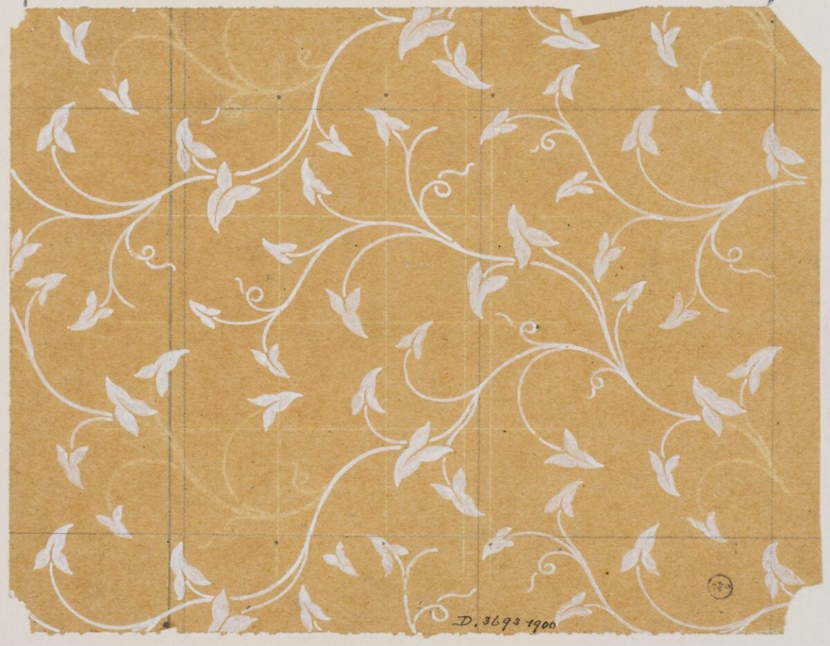 White Ivy Vine Pattern Sketch