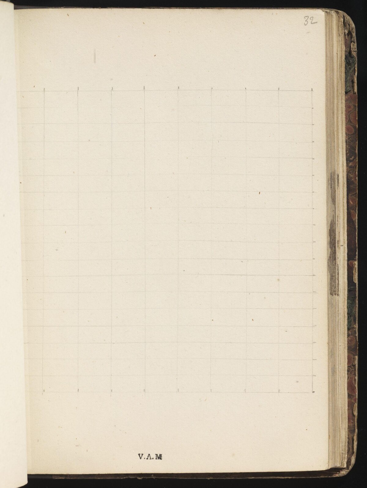Blank Grid Page of Vintage Notebook