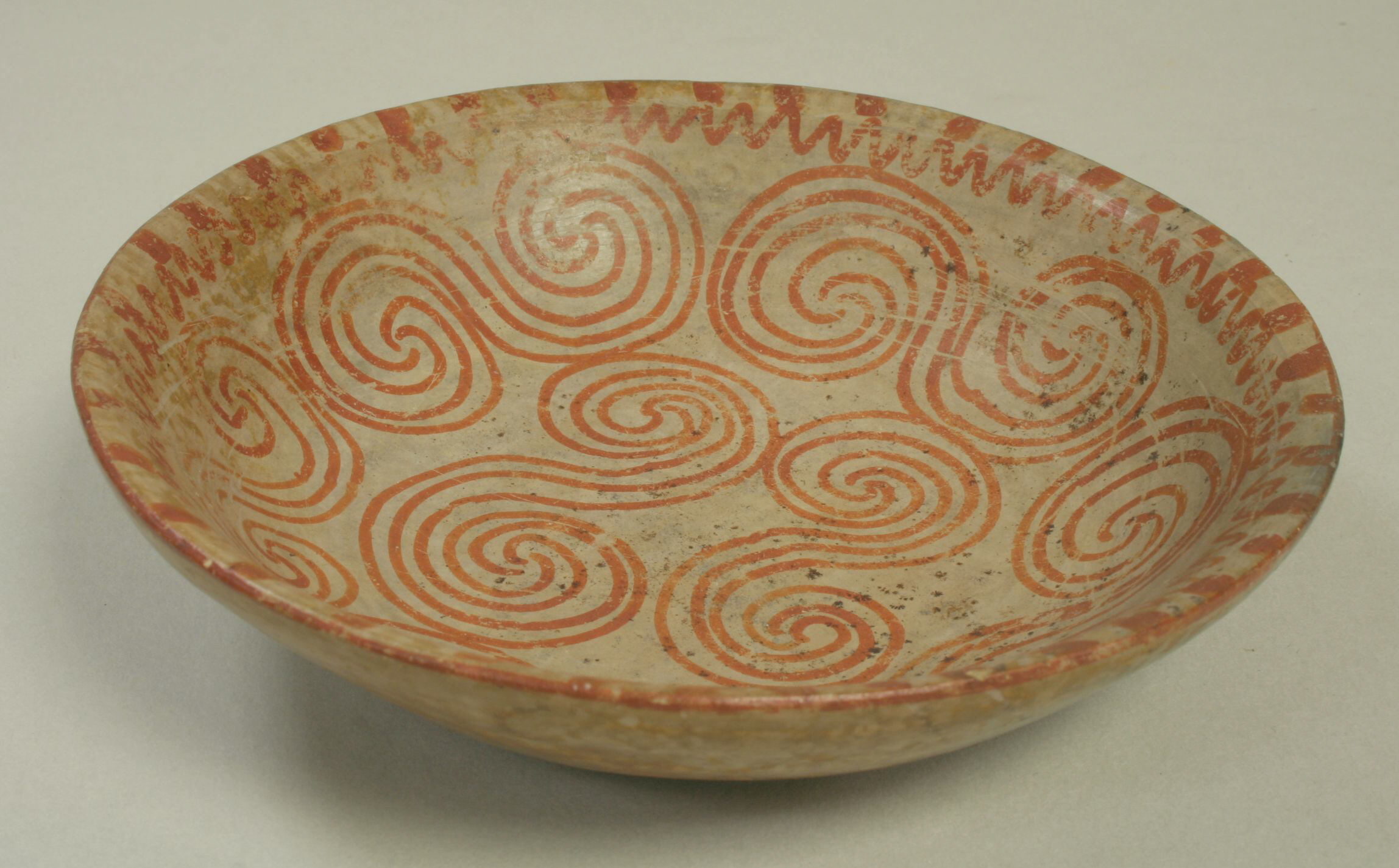 Ancient Red Spiral Painted Bowl
