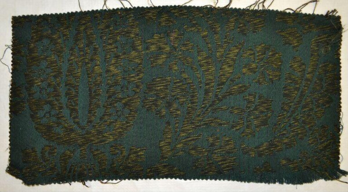Dark Green Patterned Woven Fabric Sample