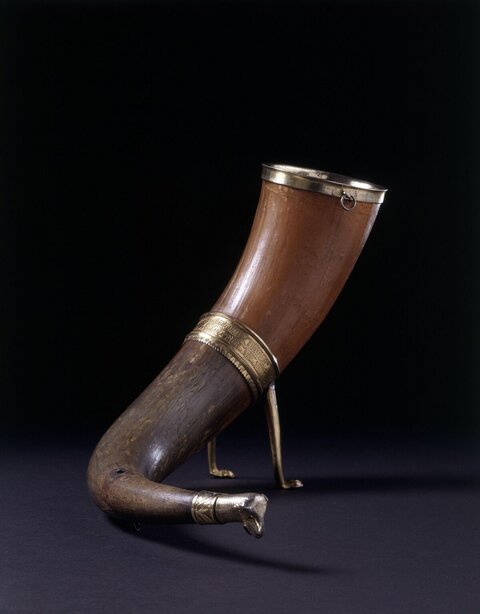 Antique Gilt-Mounted Drinking Horn
