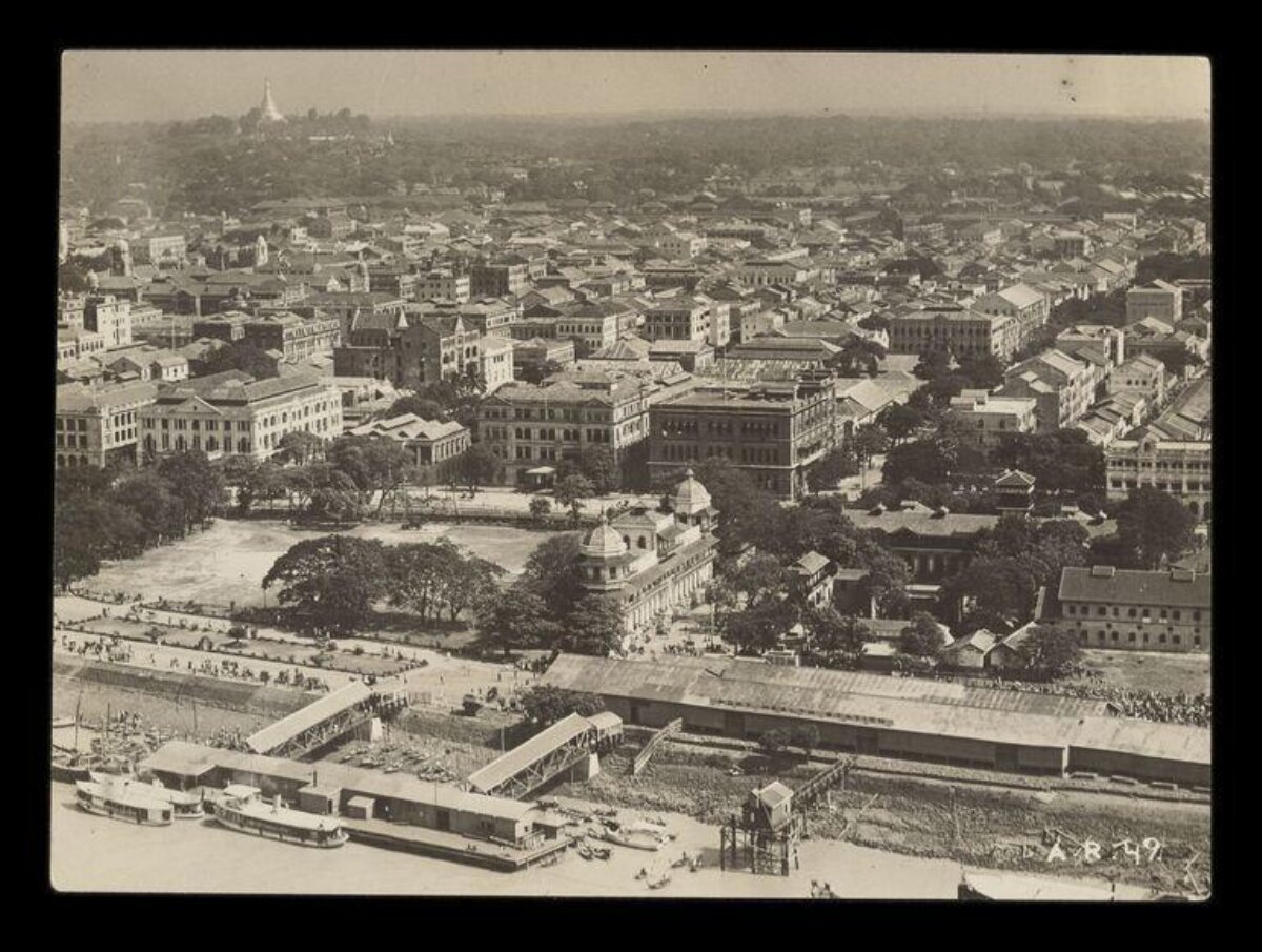 Vintage Yangon Riverside Cityscape