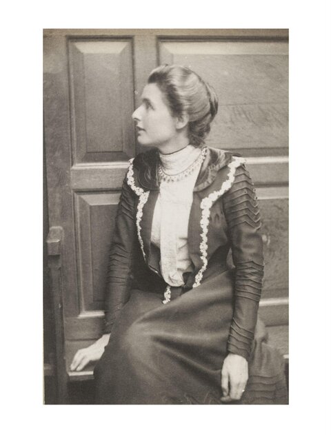 Vintage Black and White Portrait of Seated Woman