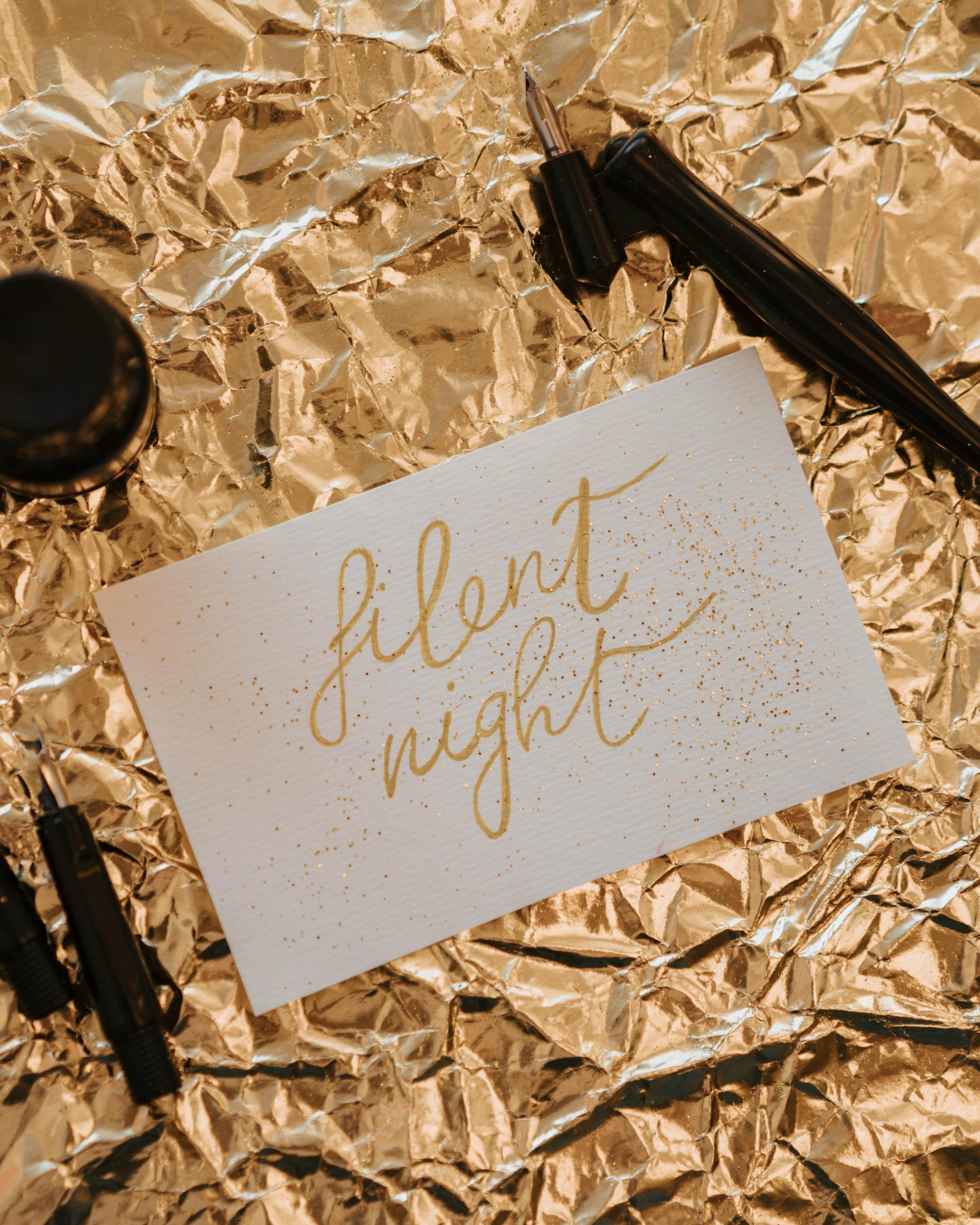 Silent Night Gold Calligraphy Card