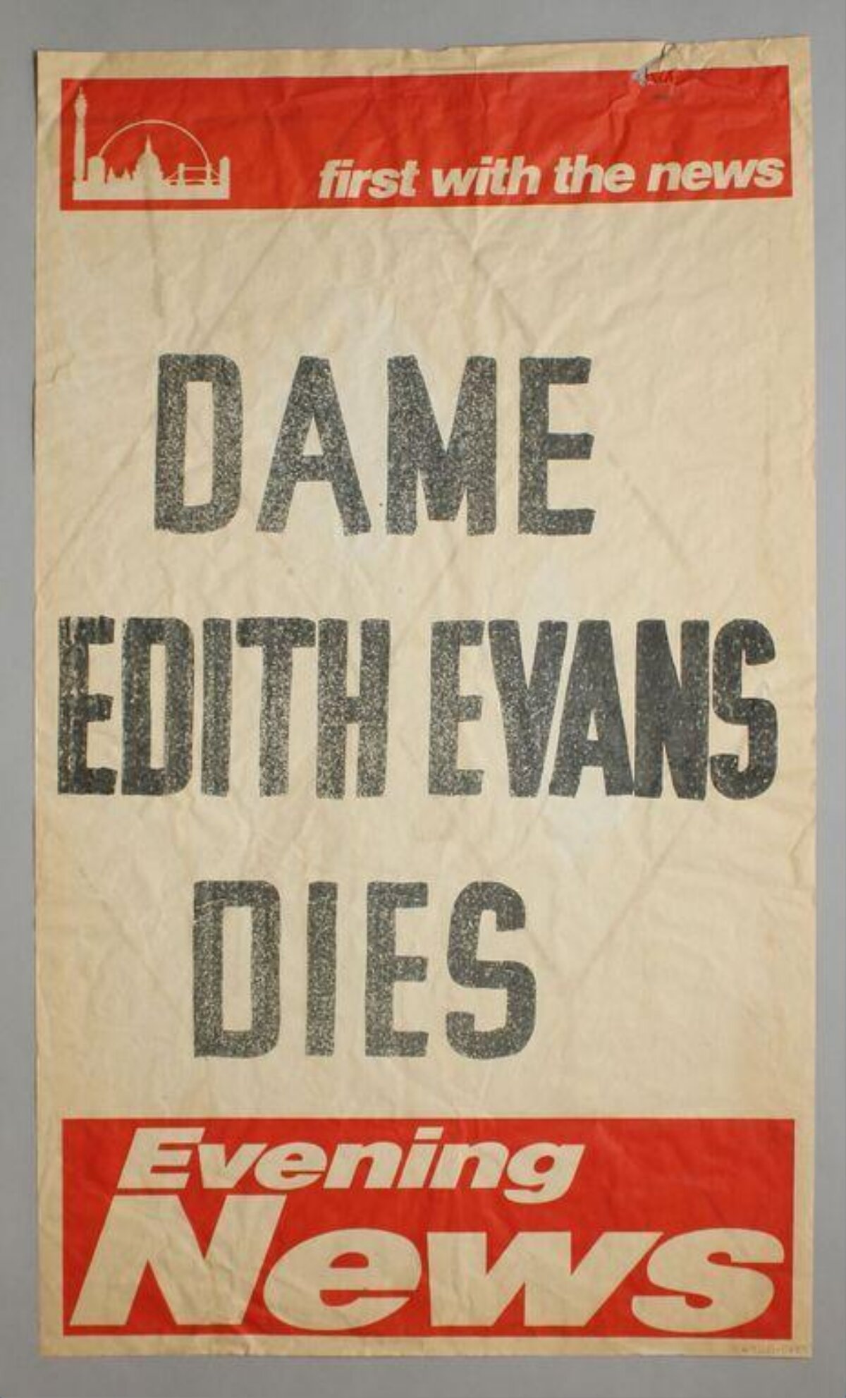 Evening News Dame Edith Evans Death Poster